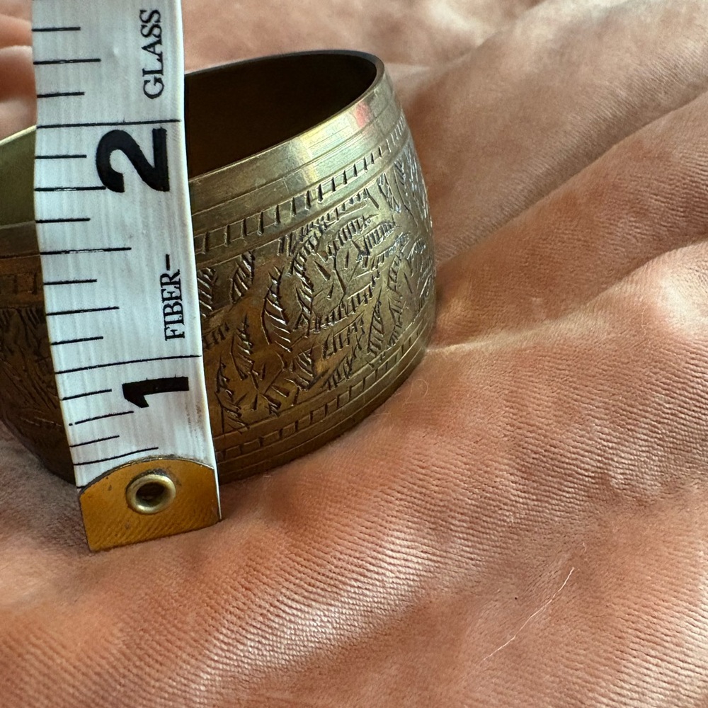 Set of Two Brass Bells and Chunky Brass Bangle Bracelet Made in India Vintage - Picture 5 of 6